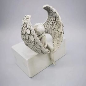 1pcs Sorrow Angel Statue Crafts; Pure White Love Angle With Wings Sculpture Ornaments; For Home Decor Bedroom Office Garden Tabletop 1pcs Sorrow Angel Statue Crafts; Pure White Love Angle With Wings Sculpture Ornaments; For Home Decor Bedroom Office Garden Tabletop