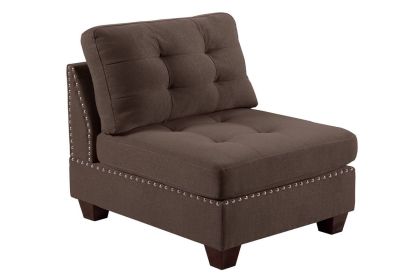 Living Room Furniture Tufted Armless Chair Black Coffee Linen Like Fabric 1pc Armless Chair Cushion Nail heads Wooden Legs Living Room Furniture Tufted Armless Chair Black Coffee Linen Like Fabric 1pc Armless Chair Cushion Nail heads Wooden Legs